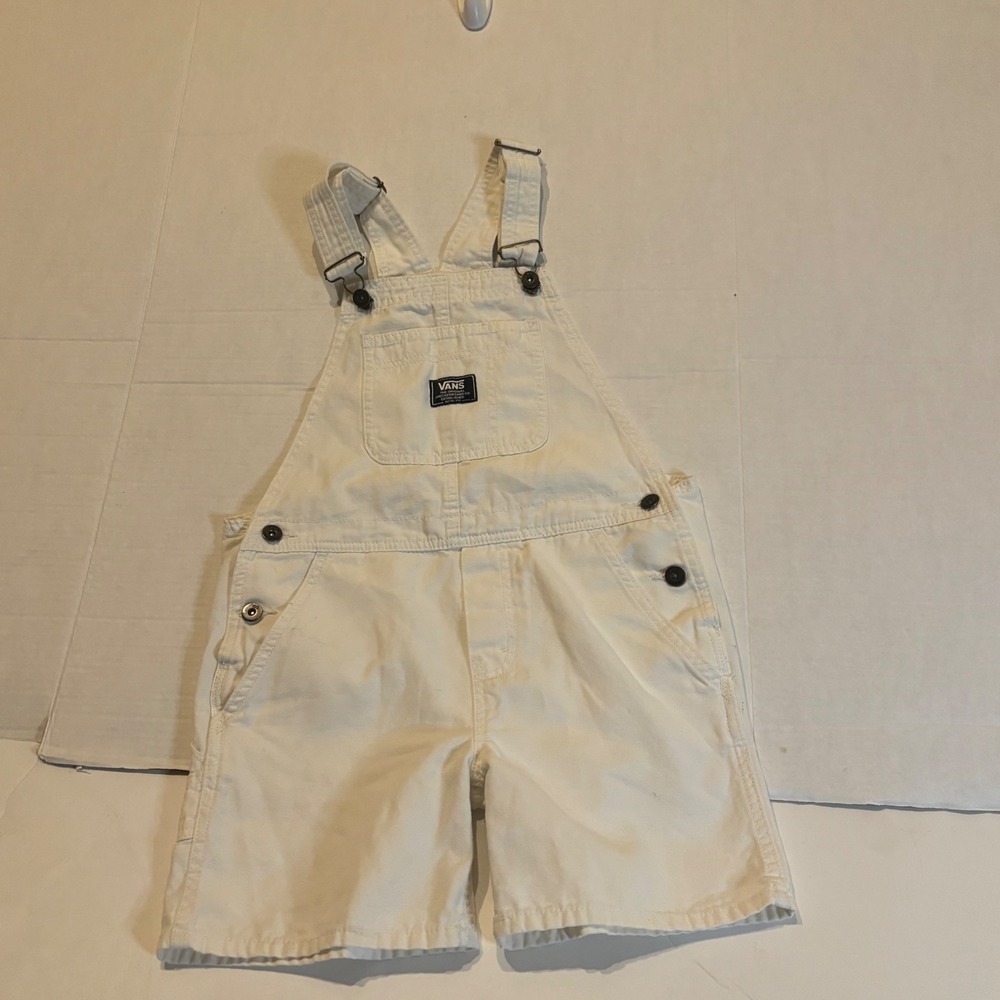 Vans Ground Work Shortalls Off White Cotton Canvas Overalls VN000G8WFS8 M - Picture 1 of 8
